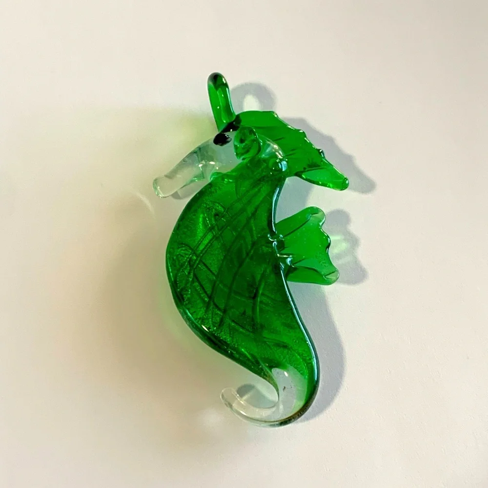 Blown glass seahorse pendant